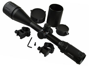FSI Sniper 6-24x50mm Scope W front AO adjustment. Red/Blue/green mil-dot reticle