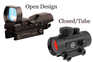 open vs closed tube red dot sight