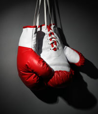 boxing glove hanging on closures