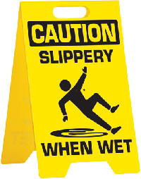 slippery floor sign