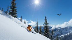 skiing with a video drone