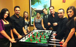 guys playing foosball