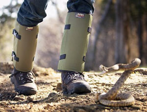 snake biting into gaiters