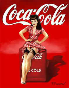 vintage coca cola girl sitting on cooler