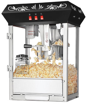 Great Northern Popcorn Black 8 oz. Ounce Foundation Movie Theater Style Popcorn Machine Top