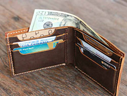 bi-fold-wallet on table