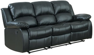 Homelegance Double Reclining Sofa, Black Bonded Leather