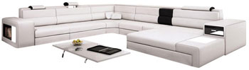 White Contemporary Italian Leather Sectional Sofa