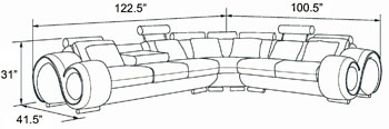 man cave couch dimensions