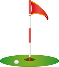 golf green with hole and flag