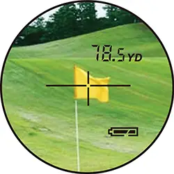 viewing the golf flag through a rangefinder