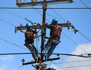 Power Line Installers at work