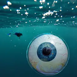 full face snorkel mask view under water