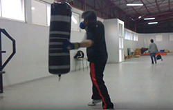 punching a heavy bag