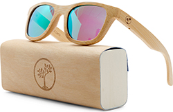 tree people Wood Sunglasses for Men and Women - Polarized Bamboo Wayfarer with Wooden Case