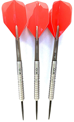KO Steel Tip Darts, 24 Gram 90% Tungsten Darts with Case, Professional Dart Set
